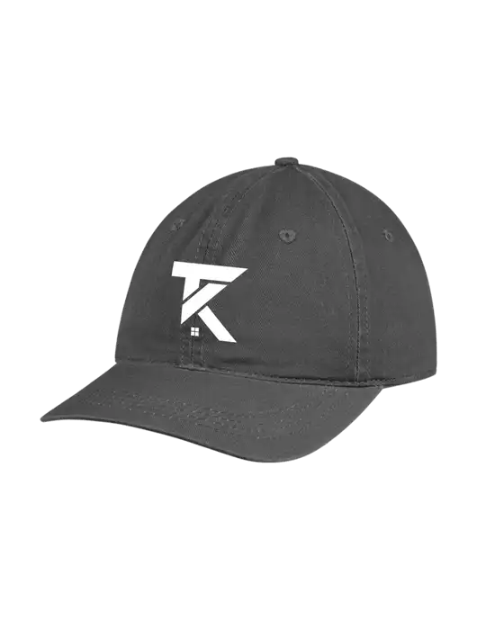 Garment Washed Unstructured Twill Charcoal Cap w/TK Realty Logo
