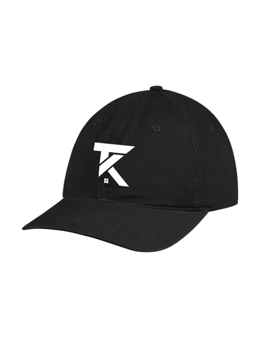 Garment Washed Unstructured Twill Black Cap w/TK Realty Logo