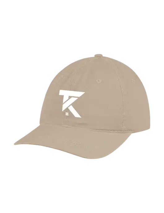 Garment Washed Unstructured Twill Tan Cap w/TK Realty Logo
