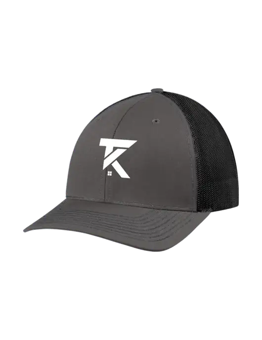 Richardson Adjustable Snapback Original 112 Trucker Cap Dark Grey w/Black Mesh w/TK Realty Logo