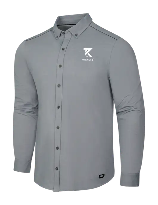 OGIO Medium Grey Heather Modern Code Stretch Button-Up Shirt w/TK Realty Logo