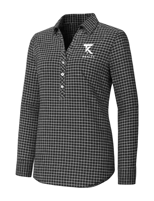 Womens Dark Grey/White City Stretch Shirt w/TK Realty Logo