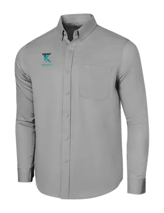 Long Sleeve Light Grey Superpro React Twill Shirt w/TK Realty Logo