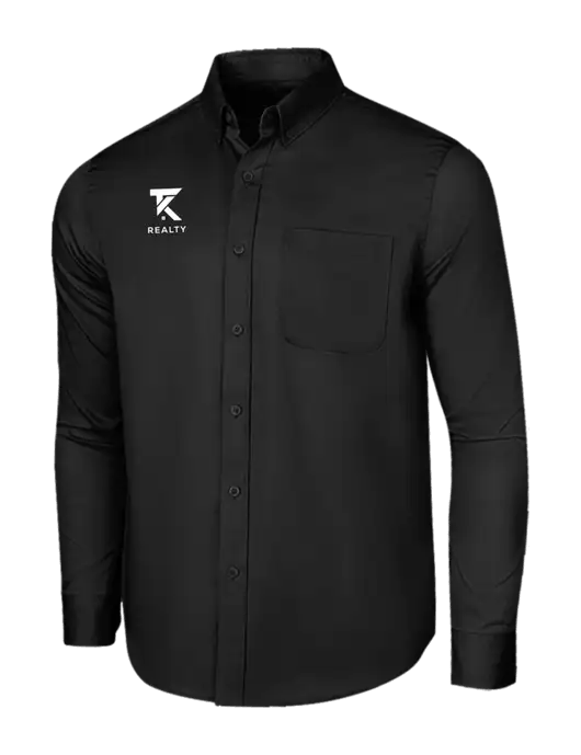 Long Sleeve Deep Black Superpro React Twill Shirt w/TK Realty Logo