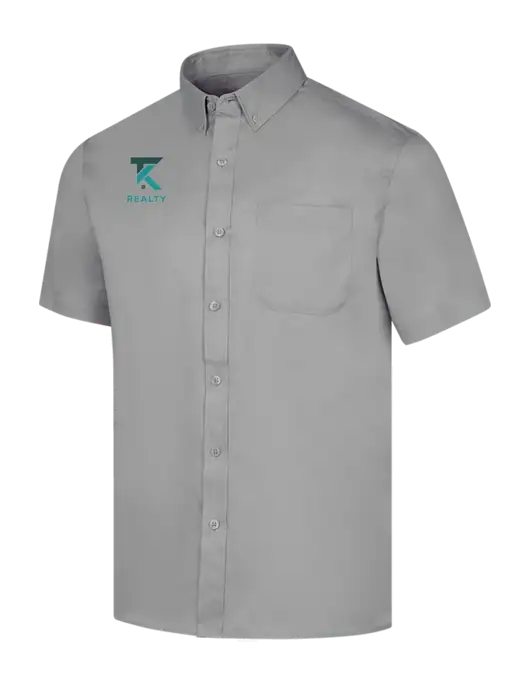 Short Sleeve Light Grey Superpro React Twill Shirt w/TK Realty Logo