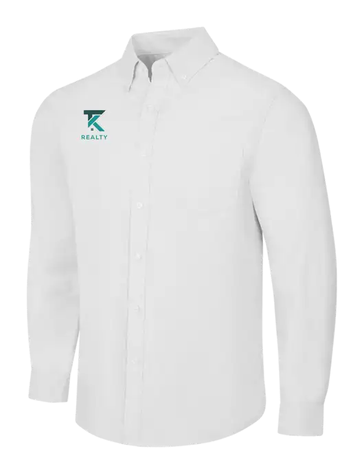 White SuperPro Oxford Shirt w/TK Realty Logo