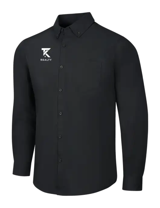 Black Long Sleeve Carefree Poplin Shirt w/TK Realty Logo