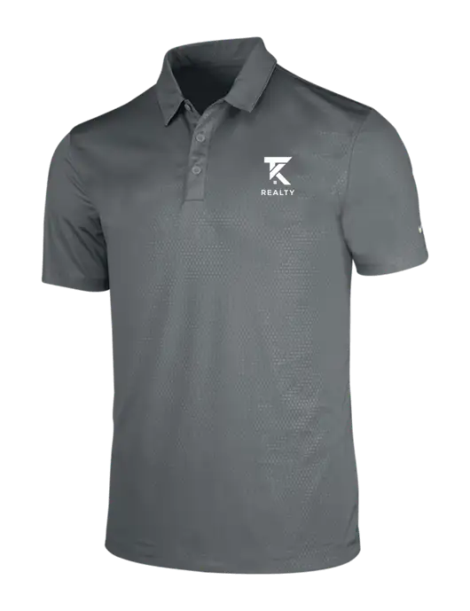 NIKE Medium Grey Dri-Fit Embossed Tri-Blade Polo w/TK Realty Logo
