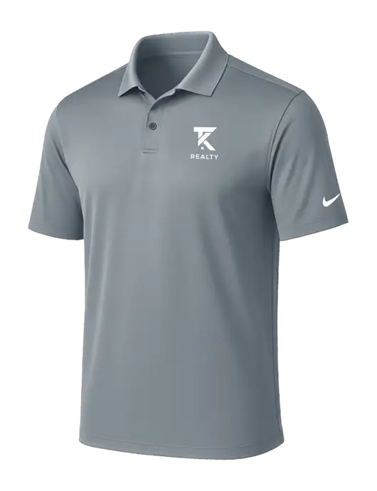 NIKE Medium Grey Victory Solid Polo w/TK Realty Logo