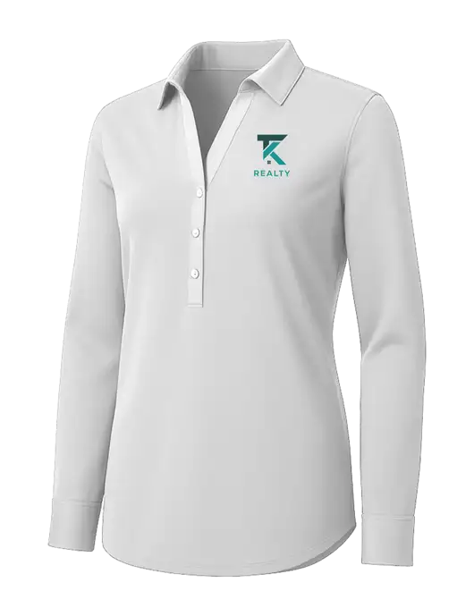 Womens White City Stretch Shirt w/TK Realty Logo