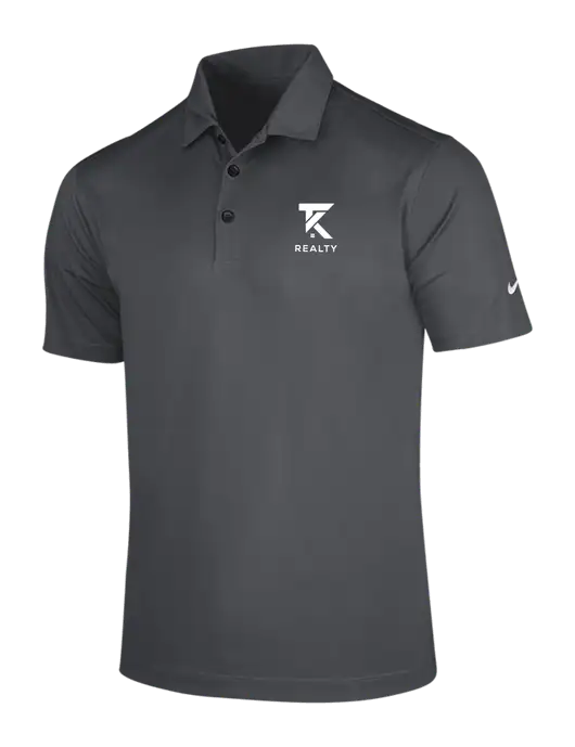 NIKE Dark Grey Dri-Fit Vertical Mesh Polo w/TK Realty Logo