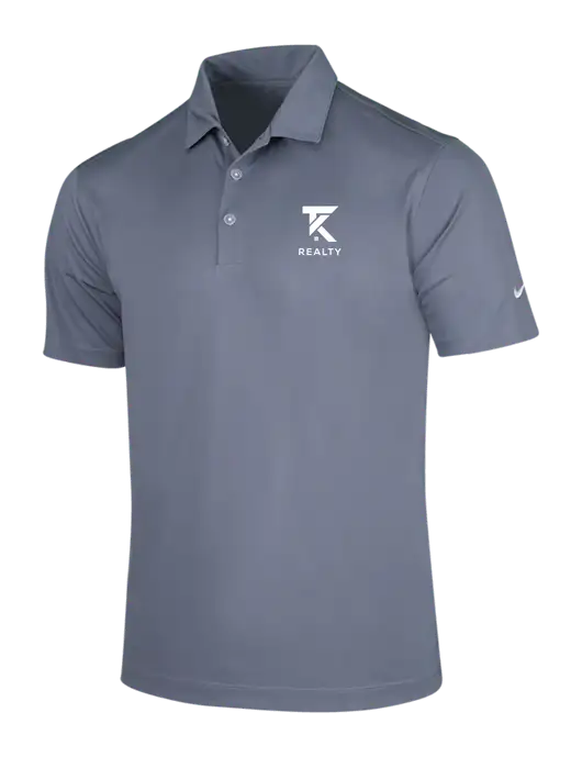 NIKE Medium Grey Dri-Fit Vertical Mesh Polo w/TK Realty Logo