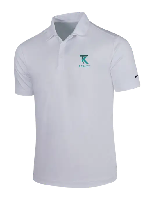 NIKE White Dri-Fit Vertical Mesh Polo w/TK Realty Logo