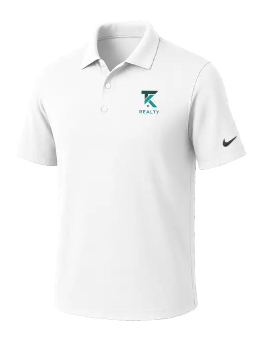NIKE White Dri-Fit Micro Pique Polo w/TK Realty Logo