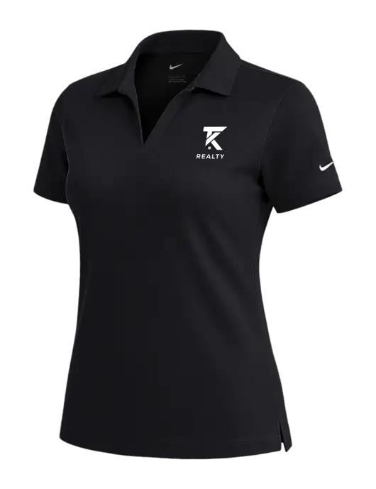 NIKE Black Womens Dri-Fit Micro Pique Polo w/TK Realty Logo