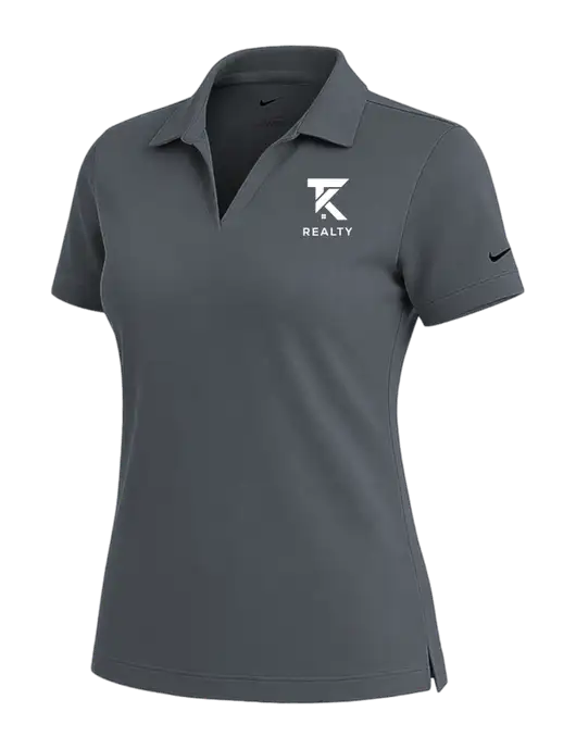 NIKE Dark Grey Womens Dri-Fit Micro Pique Polo w/TK Realty Logo