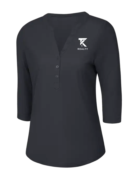 OGIO Charcoal Grey Jewel Henley w/TK Realty Logo