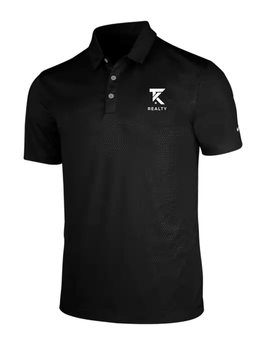 NIKE Black Dri-Fit Embossed Tri-Blade Polo w/TK Realty Logo