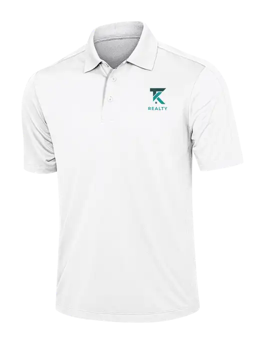 White Diamond Textured Jacquard Polo w/TK Realty Logo