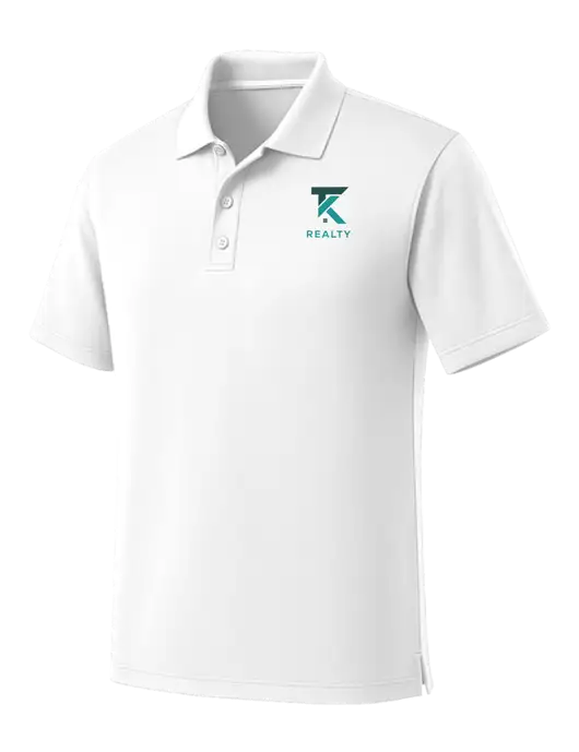 White Dry Zone UV Micro Mesh Polo w/TK Realty Logo