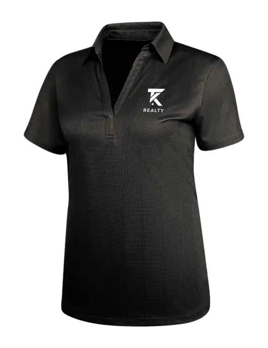 Black Womens Performance Fine Jacquard Polo w/TK Realty Logo