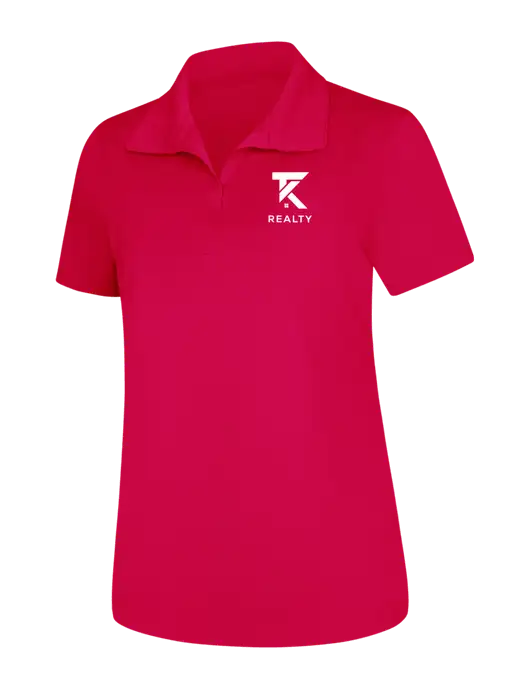 Womens Pink Raspberry Micropique Sport-Wick Polo w/TK Realty Logo
