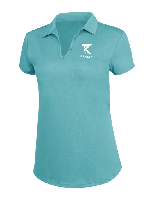 Womens Light Teal Trace Heather Polo w/TK Realty Logo