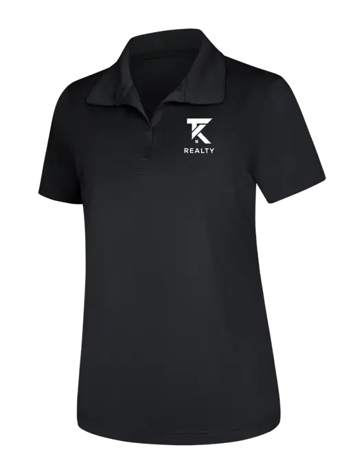 Womens Black Micropique Sport-Wick Polo w/TK Realty Logo