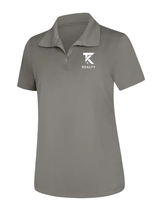 Womens Medium Grey Micropique Sport-Wick Polo w/TK Realty Logo