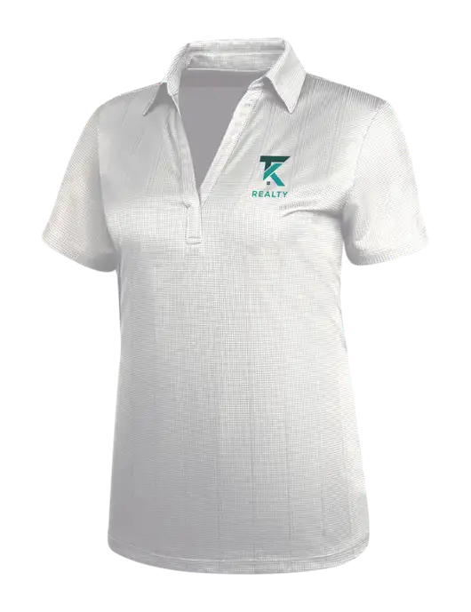 White Womens Performance Fine Jacquard Polo w/TK Realty Logo