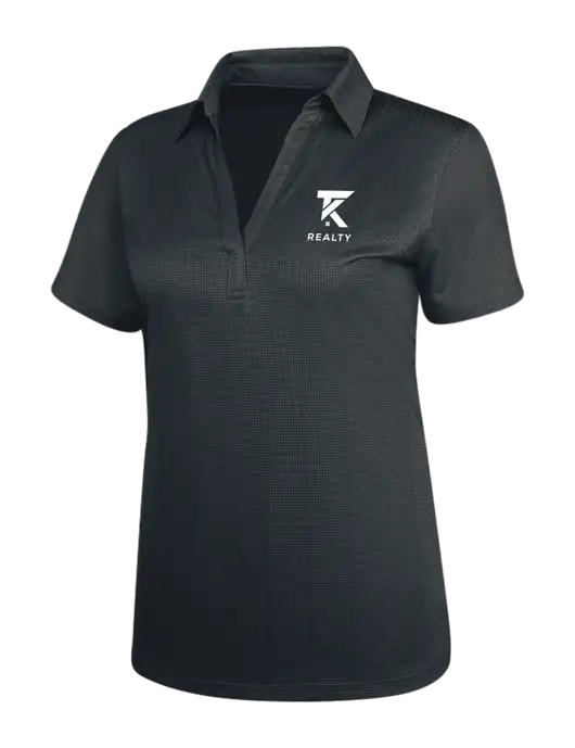 Dark Grey Womens Performance Fine Jacquard Polo w/TK Realty Logo