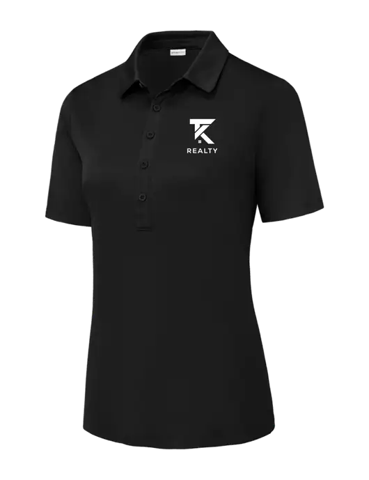 Black Womens Posi-UV Pro Polo w/TK Realty Logo
