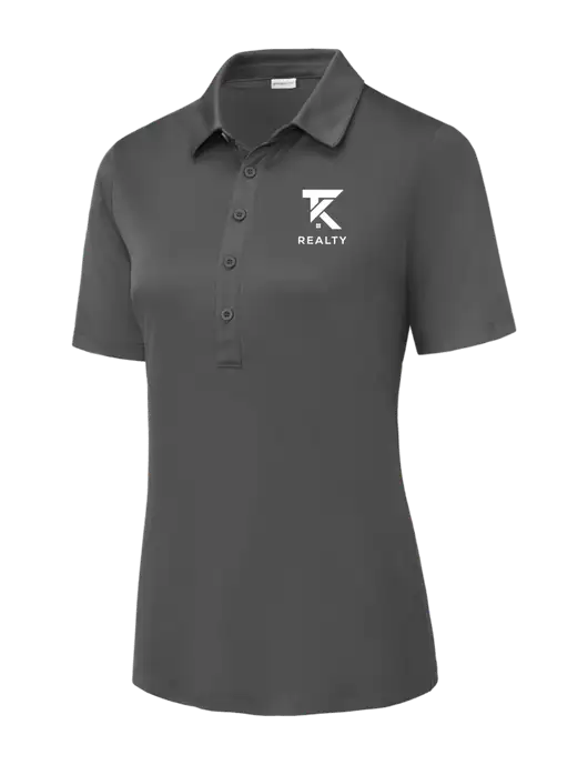Dark Smoke Grey Womens Posi-UV Pro Polo w/TK Realty Logo