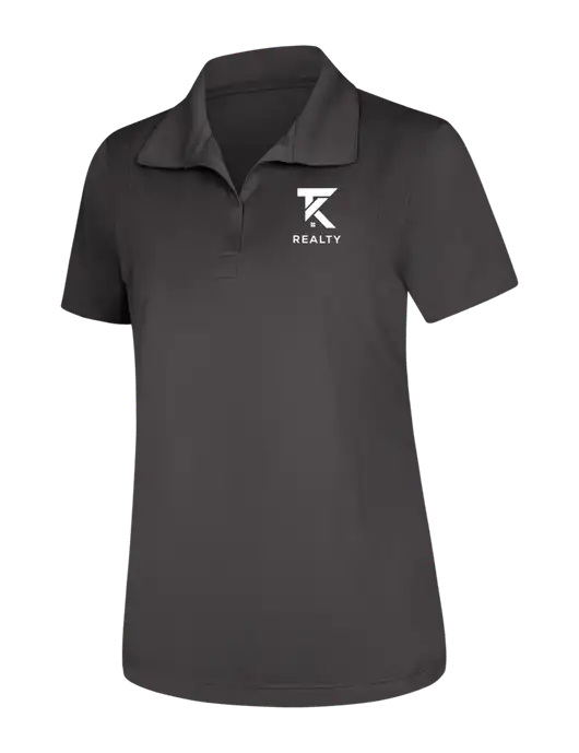 Womens Dark Grey Micropique Sport-Wick Polo w/TK Realty Logo