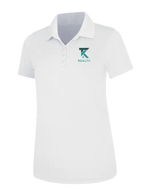 White Womens Dry Zone UV Mesh Polo w/TK Realty Logo