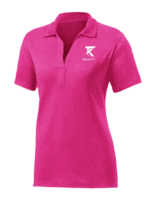Womens Pink Raspberry Heather Contender Polo w/TK Realty Logo