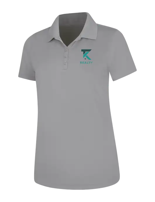 Light Grey Womens Dry Zone UV Mesh Polo w/TK Realty Logo