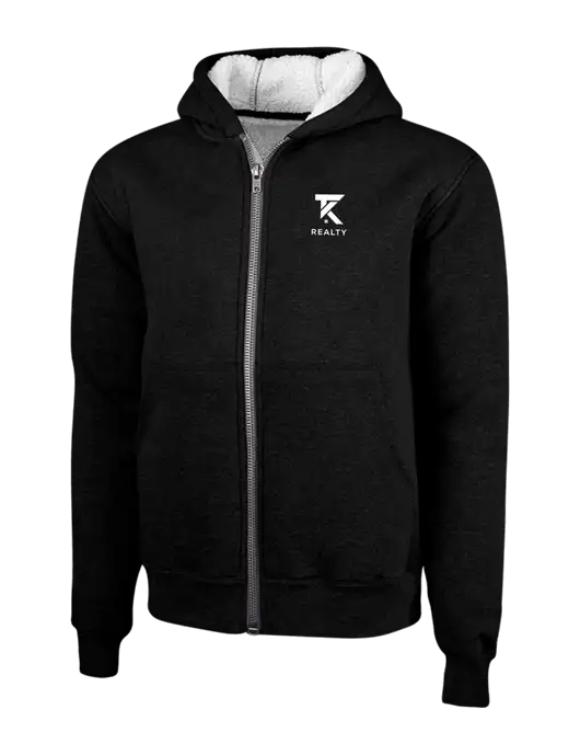 Cornerstone Black Heavyweight Sherpa Lined Hooded Fleece Jacket w/TK Realty Logo
