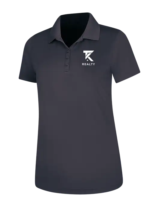 Dark Grey Womens Dry Zone UV Mesh Polo w/TK Realty Logo