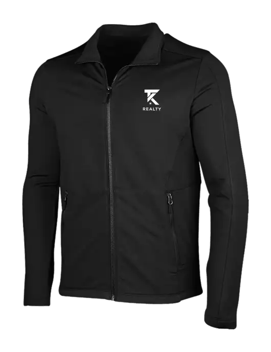 Deep Black Grid Fleece Jacket w/TK Realty Logo