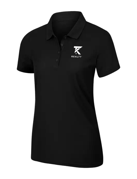 Womens Black Core Classic Pique Polo w/TK Realty Logo