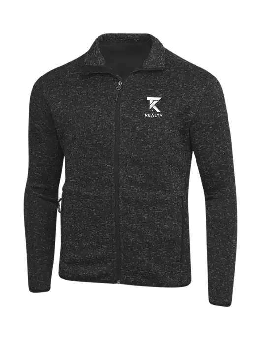 Black Heather Sweater Fleece Jacket w/TK Realty Logo