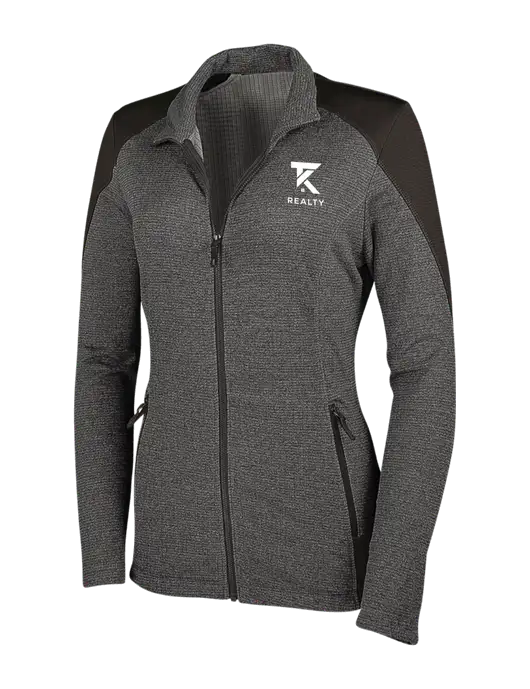 Medium Grey Heather Womens Grid Fleece Jacket w/TK Realty Logo