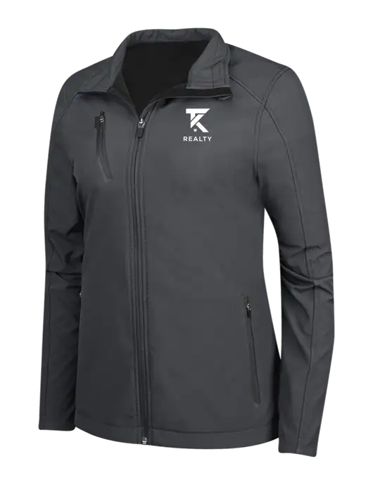 Dark Grey Womens Welded Softshell Jacket w/TK Realty Logo