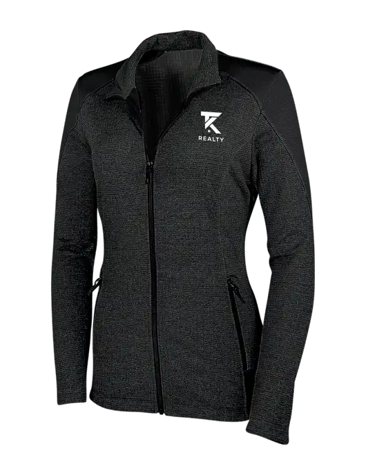 Womens Black Grid Fleece Jacket w/TK Realty Logo