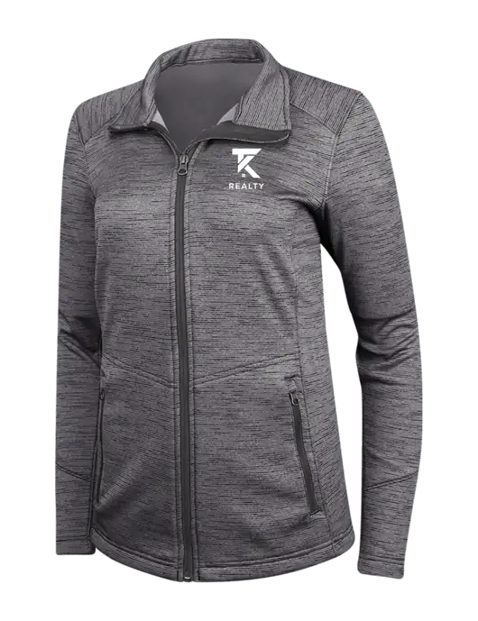 Womens Dark Grey Digi Stripe Fleece Jacket w/TK Realty Logo