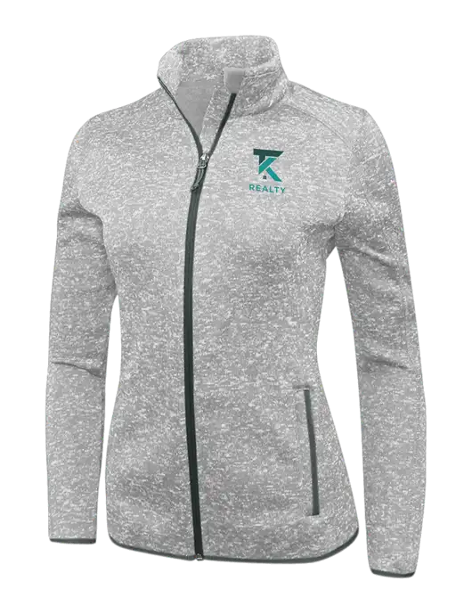 Grey Heather Womens Sweater Fleece Jacket w/TK Realty Logo