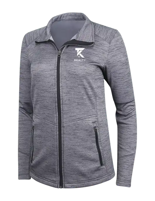 Medium Grey Womens Digi Stripe Fleece Jacket w/TK Realty Logo