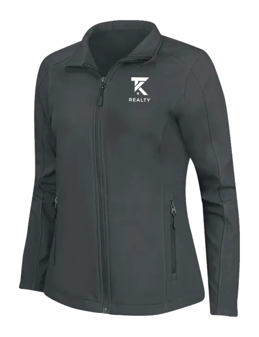 Charcoal Grey Womens Core Soft Shell Jacket w/TK Realty Logo