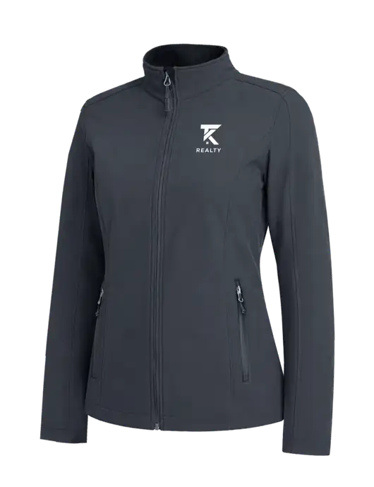Charcoal Grey Womens Core Soft Shell Jacket w/TK Realty Logo